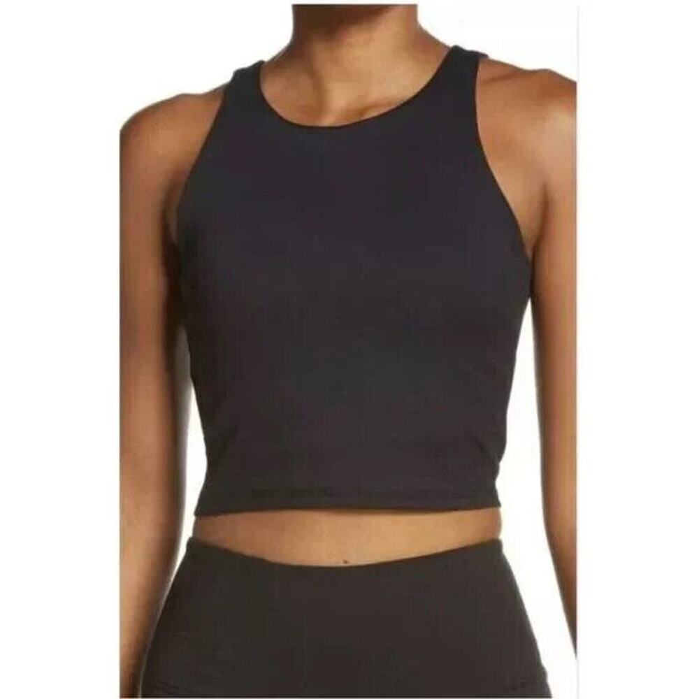 Madewell MWL Black Crop Top With Shelf Bra NA554 Women's Size M - NWT‎